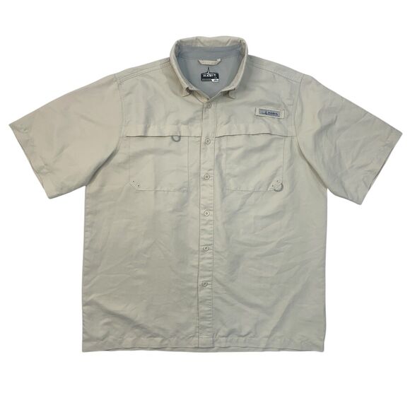 Habit Shirt Mens L Large Sand 40+ Solar Factor Button Up Short Sleeve Fishing - Picture 1 of 14